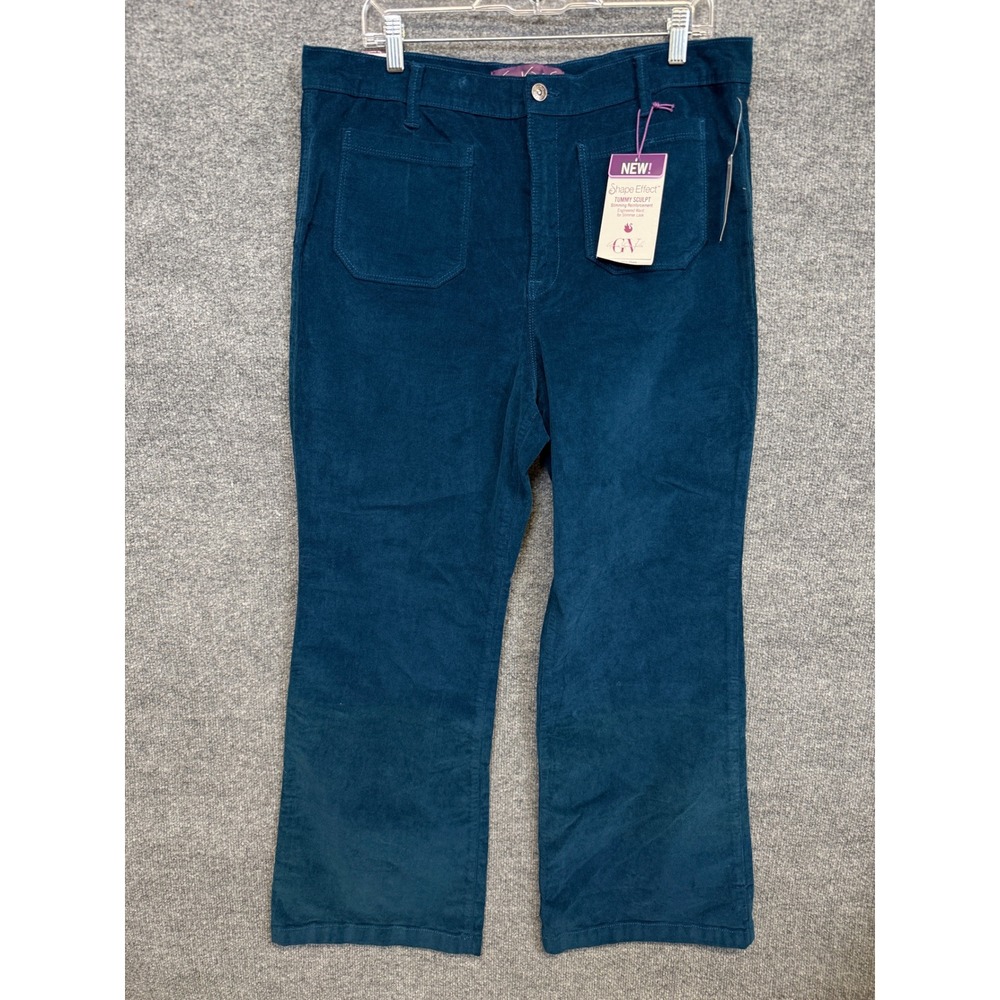Gloria Vanderbilt Sz 16 Shape Effect Pants Navy Corduroy Cotton Blend High Rise